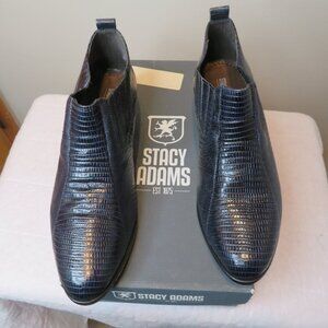 Stacy Adams Printed Cow Leather Upper Navy Slip On Dress Boots